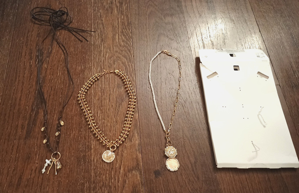 ZARA SET 3 Ball Chain Gold Collar Necklace Robe beaded Belt Pendant Faux Pearl